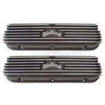Edelbrock Valve Cover Set 41603; Classic Series Black Aluminum Ford Sbf. Fixed Price $397.31.